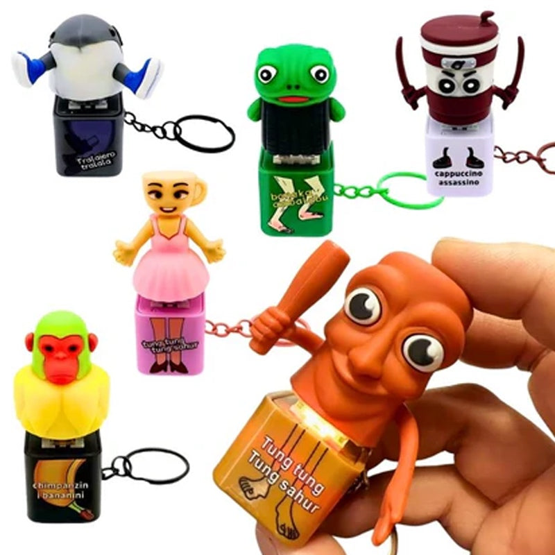 Italian Brainrot Fidget Light Keychain Clicker Toy