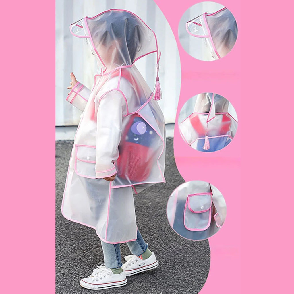 Kids EVA Backpack Raincoat Children Poncho with Bag Cover