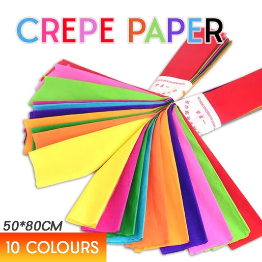10pc Crepe Tassel Paper Colour Crinkled Flower Making DIY Art Craft