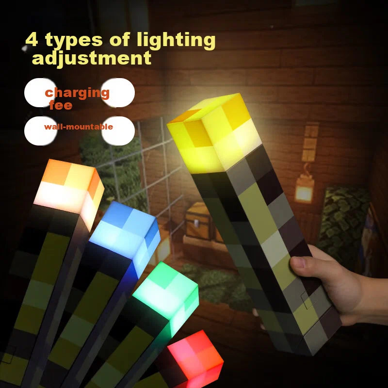 Minecraft Torch Night Light USB Rechargeable LED Wall Lamp