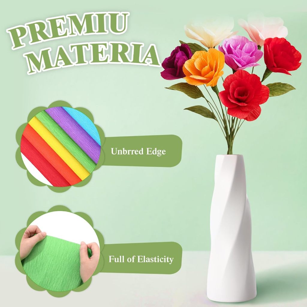 10pc Crepe Tassel Paper Colour Crinkled Flower Making DIY Art Craft