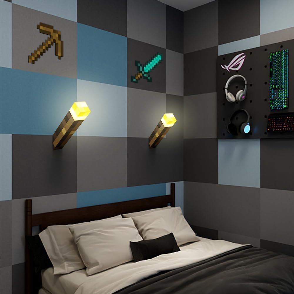 Minecraft Torch Night Light USB Rechargeable LED Wall Lamp
