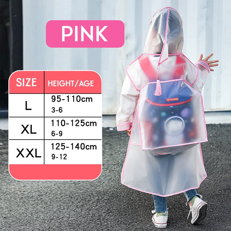 Kids EVA Backpack Raincoat Children Poncho with Bag Cover