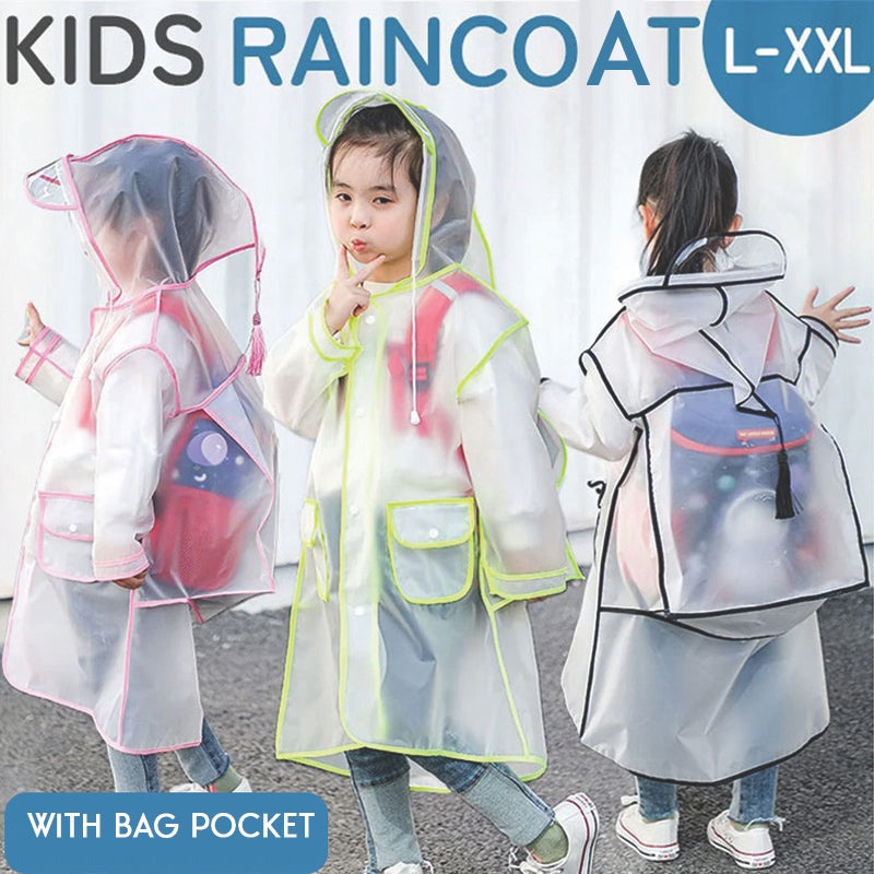 Kids EVA Backpack Raincoat Children Poncho with Bag Cover