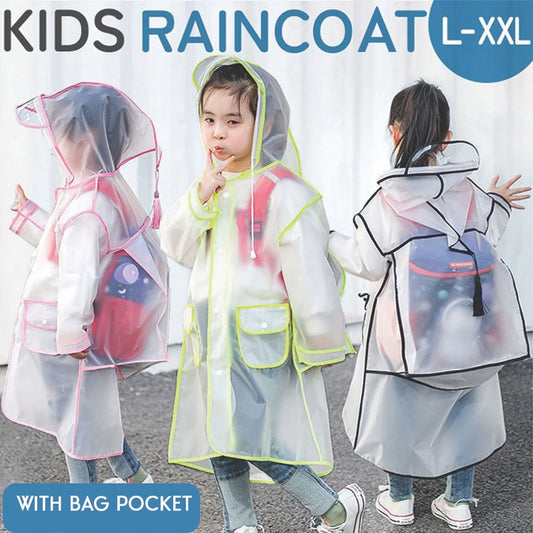 Kids EVA Backpack Raincoat Children Poncho with Bag Cover