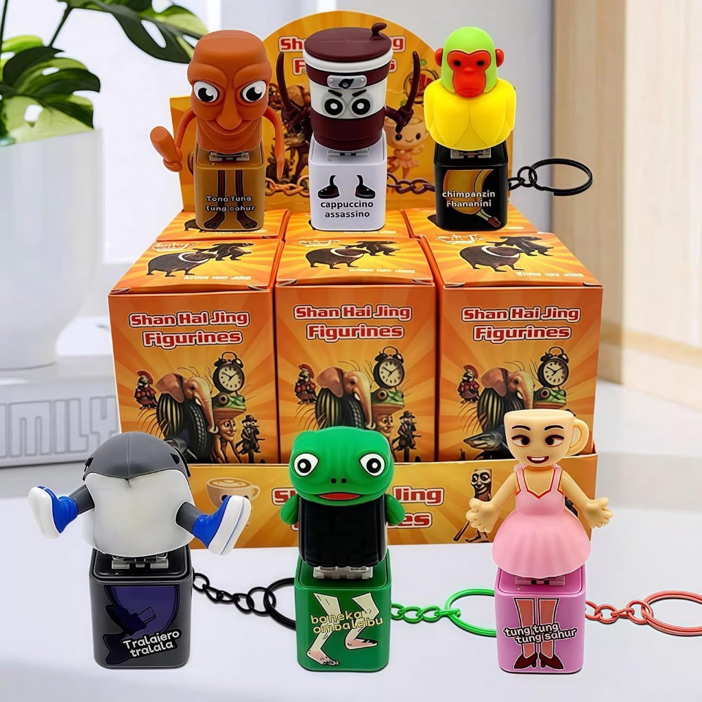 Italian Brainrot Fidget Light Keychain Clicker Toy