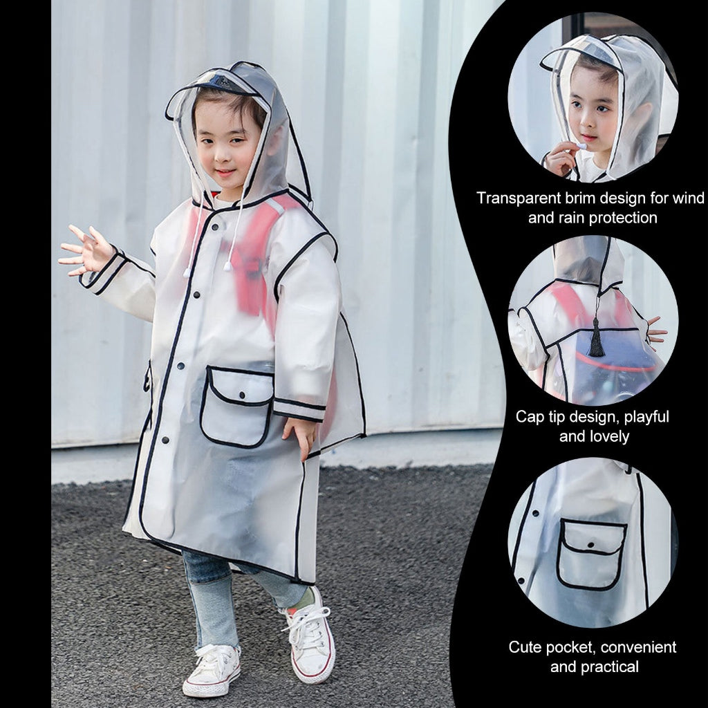 Kids EVA Backpack Raincoat Children Poncho with Bag Cover