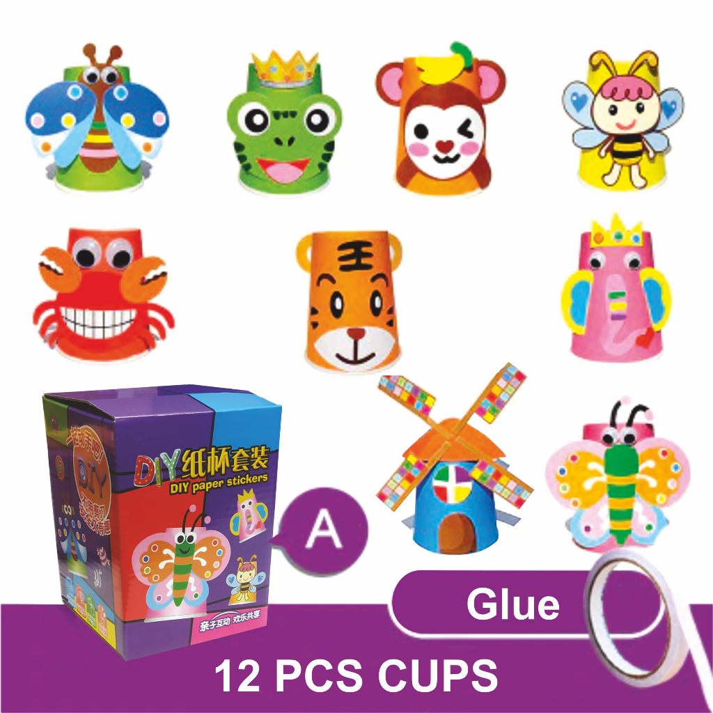 3D Paper Cups DIY Art Craft Stickers Cutting Toy