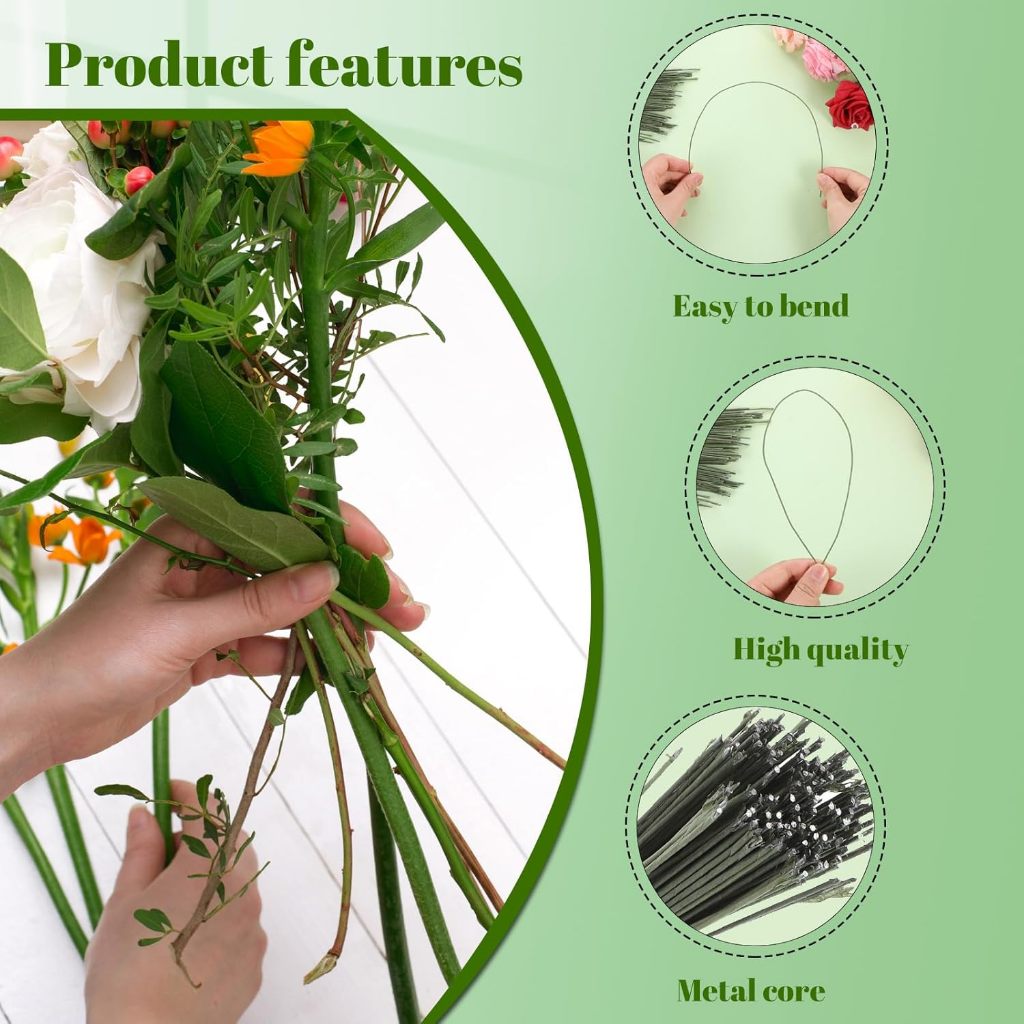 Green Floral Wire Stems Artificial Flower Making DIY Craft Crochet Bouquet Making