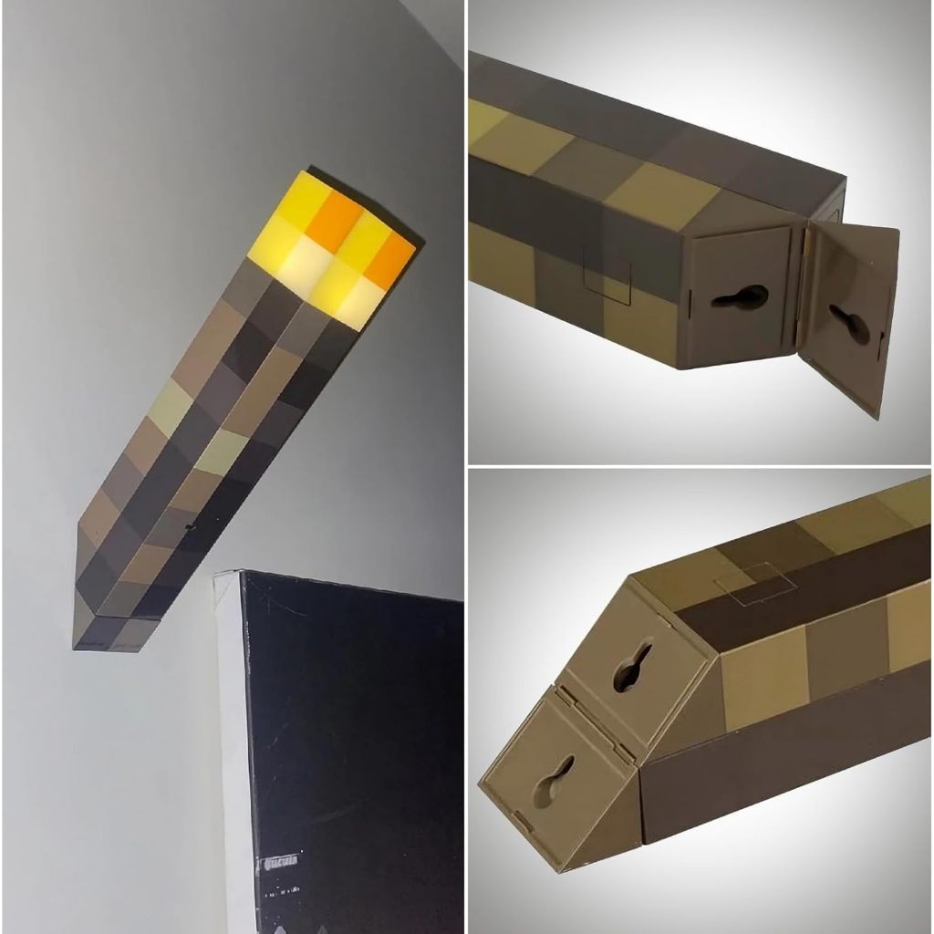 Minecraft Torch Night Light USB Rechargeable LED Wall Lamp