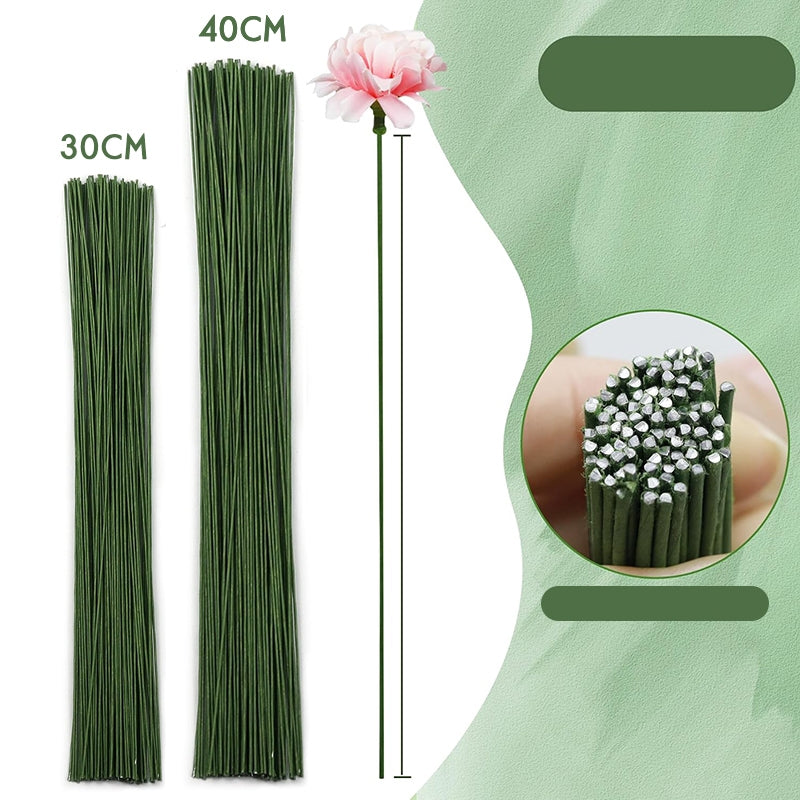 Green Floral Wire Stems Artificial Flower Making DIY Craft Crochet Bouquet Making