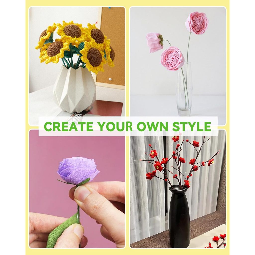 Green Floral Wire Stems Artificial Flower Making DIY Craft Crochet Bouquet Making