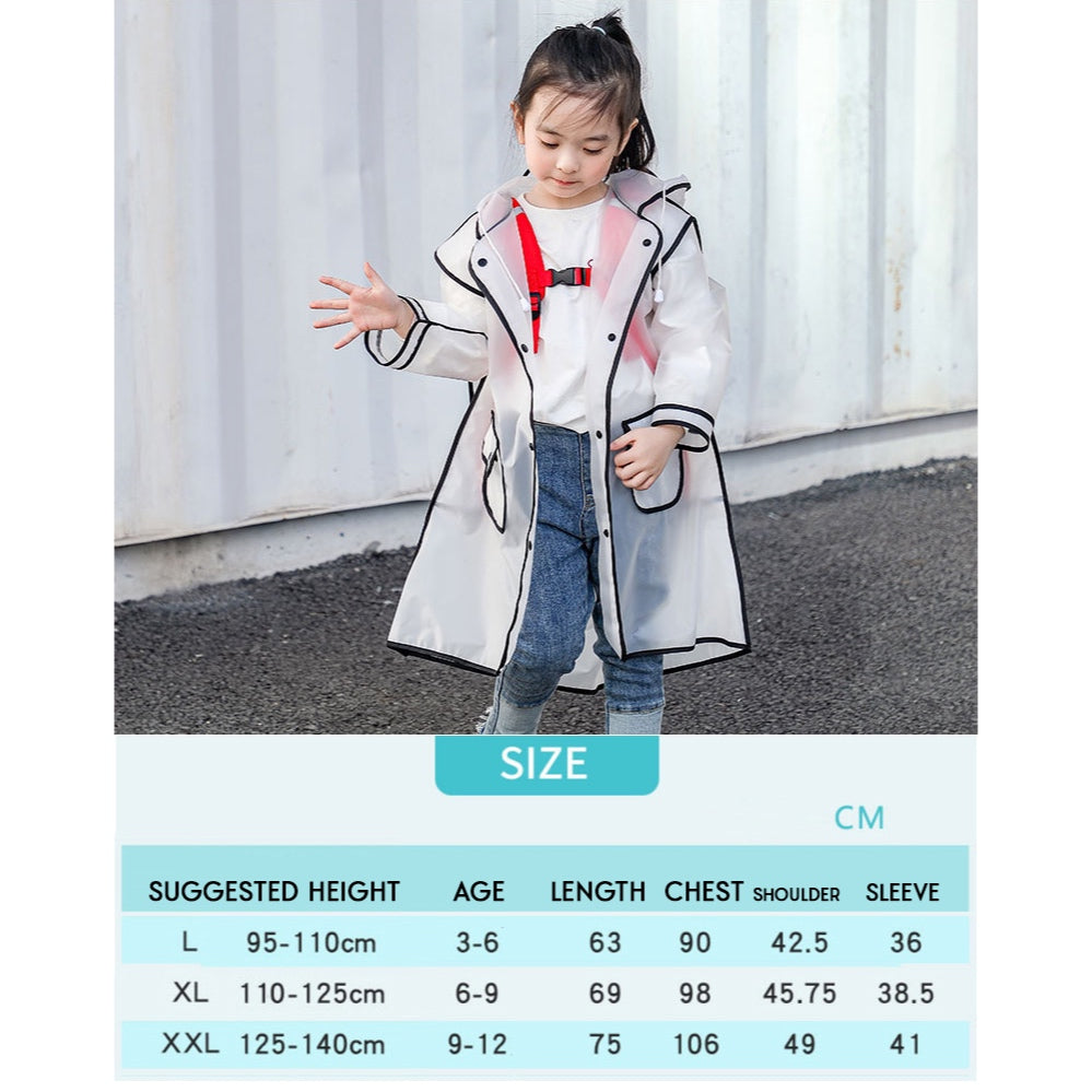 Kids EVA Backpack Raincoat Children Poncho with Bag Cover