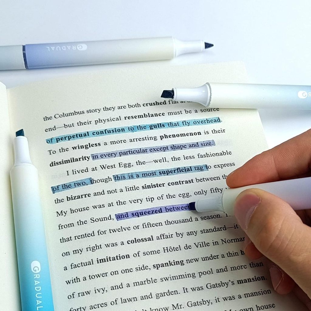 Highlighter Gradient Pastel Colour Marker Pen Note Taking School Student Stationery