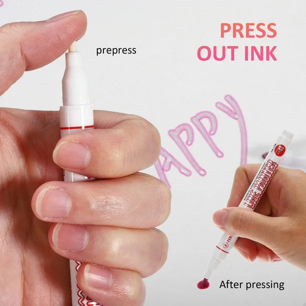 8pc Outline Markers Metallic Glitter Double Line Pen Highlighter