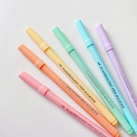 6pc Candy Pastel Brush Pens Marker Highlighter Journal Drawing School Stationery