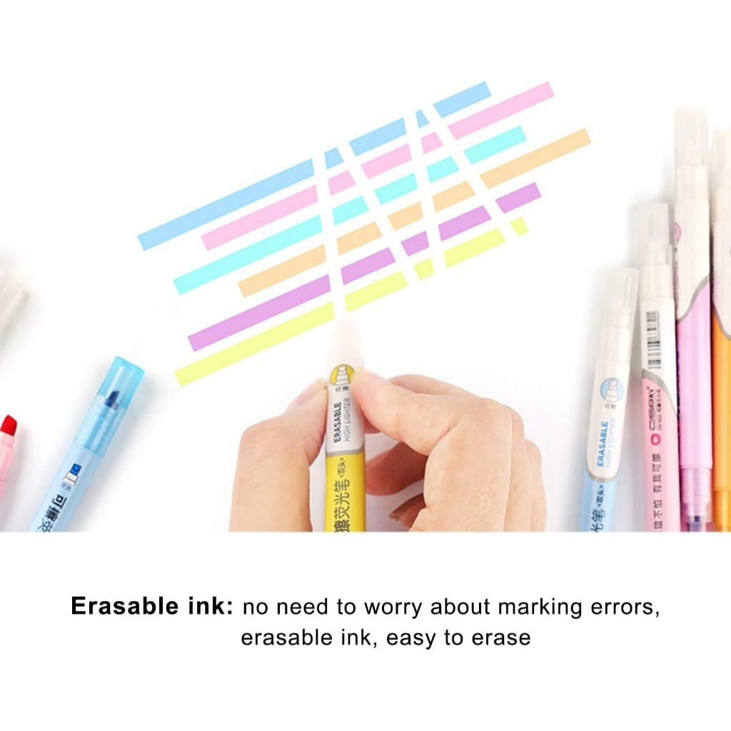 Erasable Highlighter Pen Pastel Colour Marker Annotation Note Taking Stationery