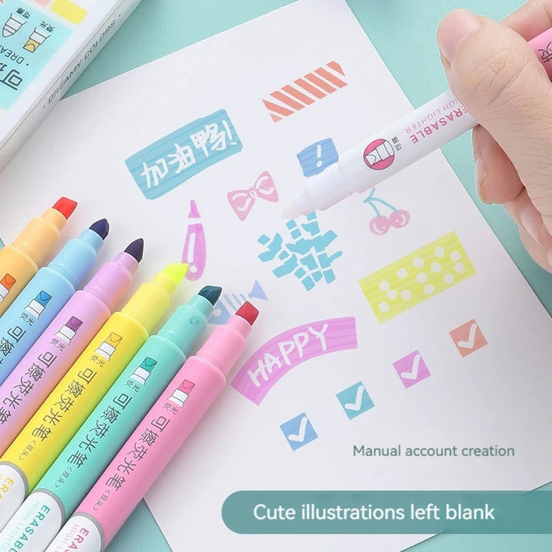 Erasable Highlighter Pen Pastel Colour Marker Annotation Note Taking Stationery