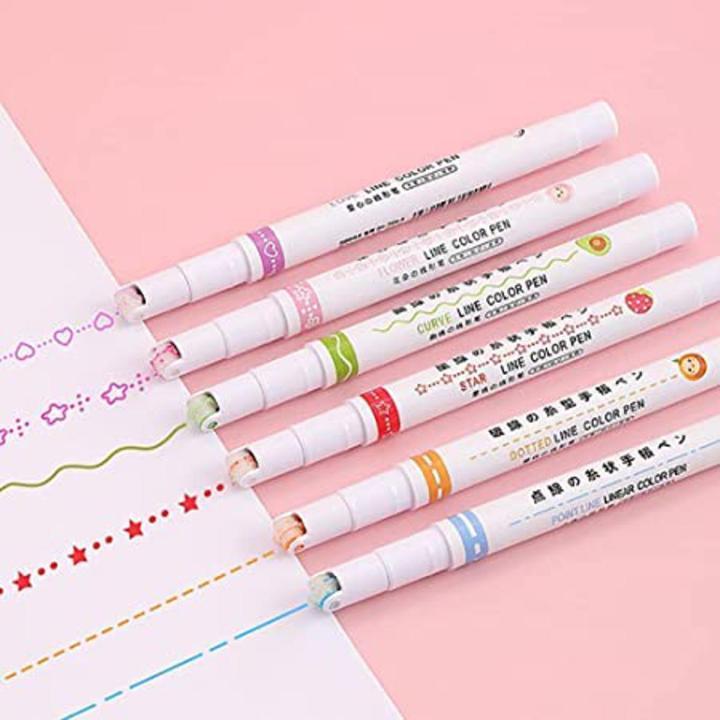 Roller Linear Colour Pen Pattern Curve Text Highlighter Marker Planner Journaling