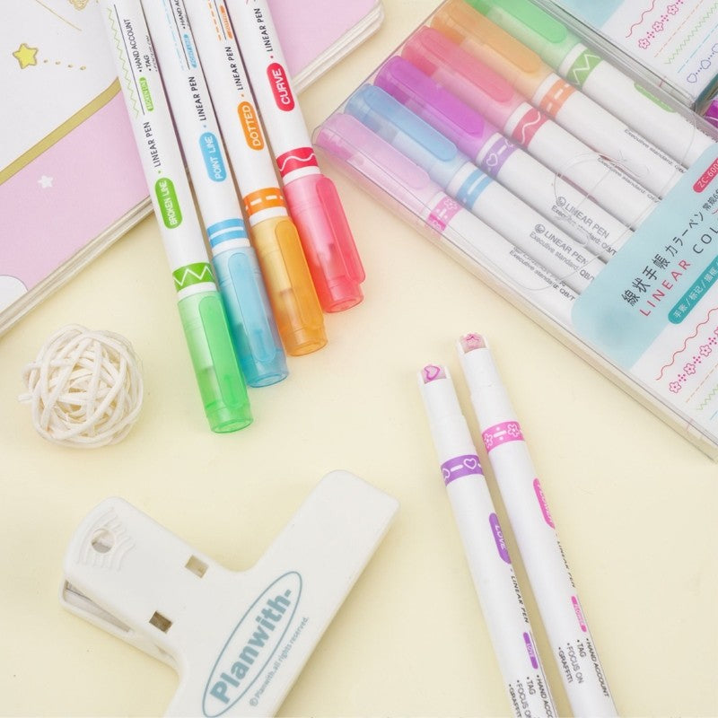 Roller Linear Colour Pen Pattern Curve Text Highlighter Marker Planner Journaling