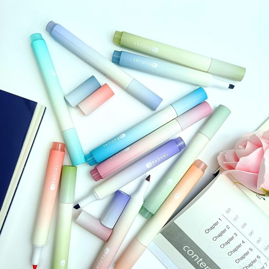 Highlighter Gradient Pastel Colour Marker Pen Note Taking School Student Stationery