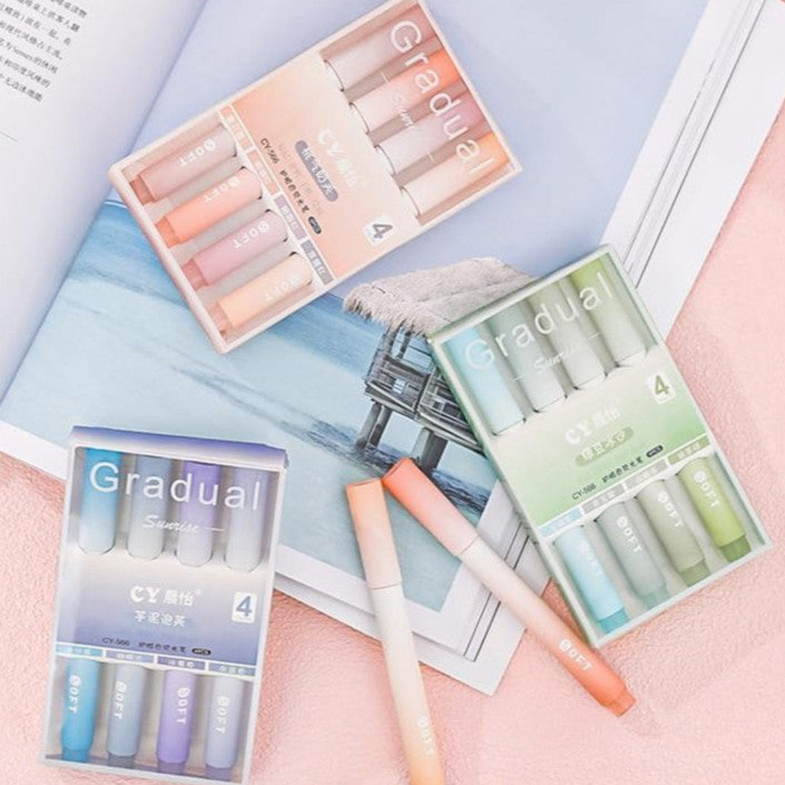 Highlighter Gradient Pastel Colour Marker Pen Note Taking School Student Stationery