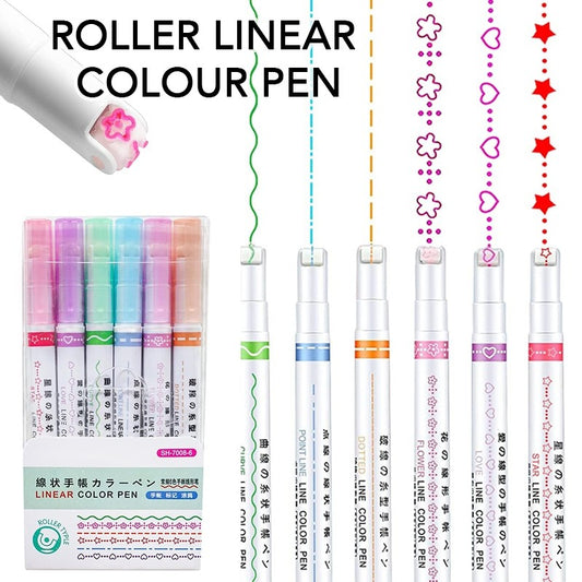 Roller Linear Colour Pen Pattern Curve Text Highlighter Marker Planner Journaling