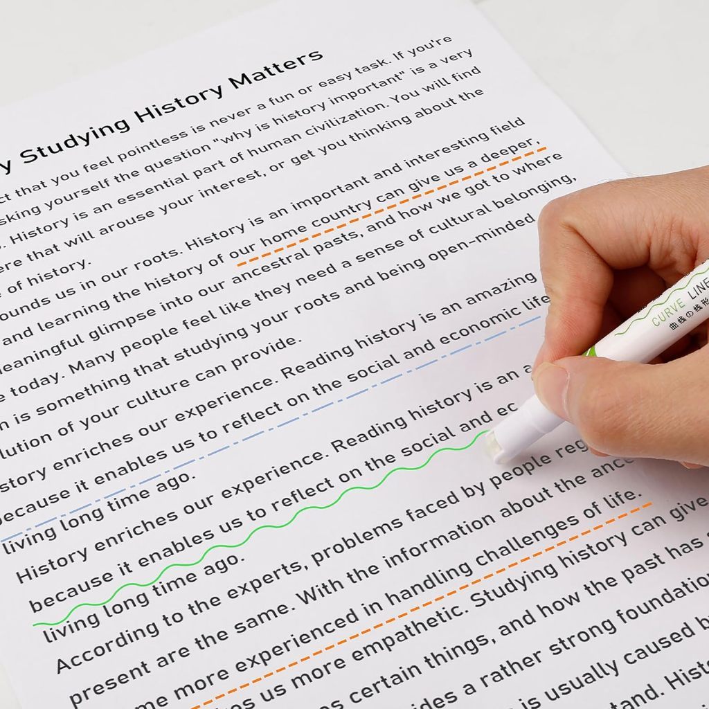 Roller Linear Colour Pen Pattern Curve Text Highlighter Marker Planner Journaling