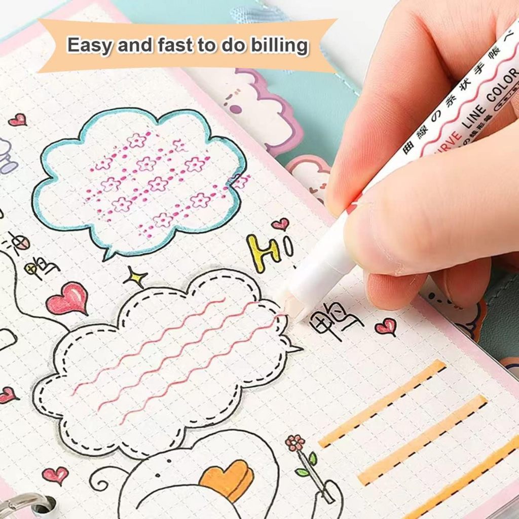 Roller Linear Colour Pen Pattern Curve Text Highlighter Marker Planner Journaling