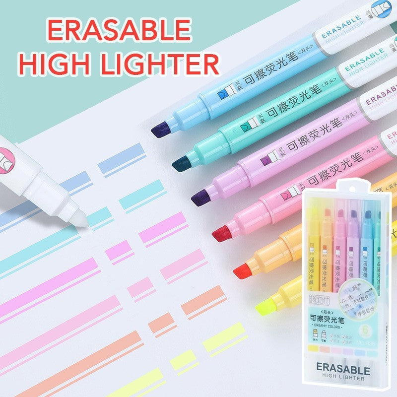 Erasable Highlighter Pen Pastel Colour Marker Annotation Note Taking Stationery