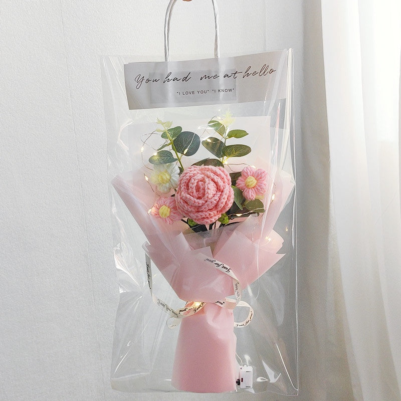 Pink Carnation Red Rose Clear Tote Bag Flower Bouquet