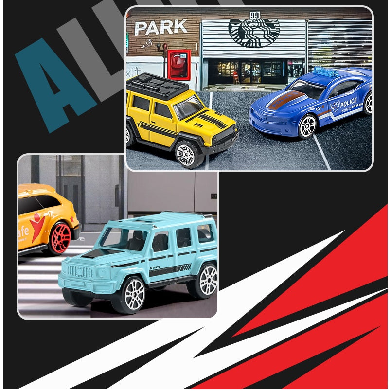 6pc Toys Cars with Traffic Lights Road Safety Signs