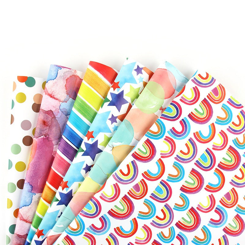 Rainbow Stripe Pastel Balloon Gift Wrapping Paper