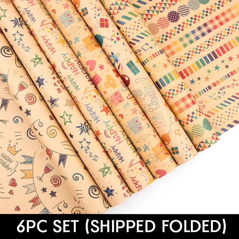 6pc High Quality Kraft Gift Wrapping Paper