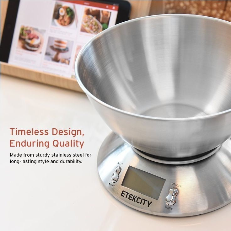 5kg Kitchen Food Scale Stainless Steel Bowl