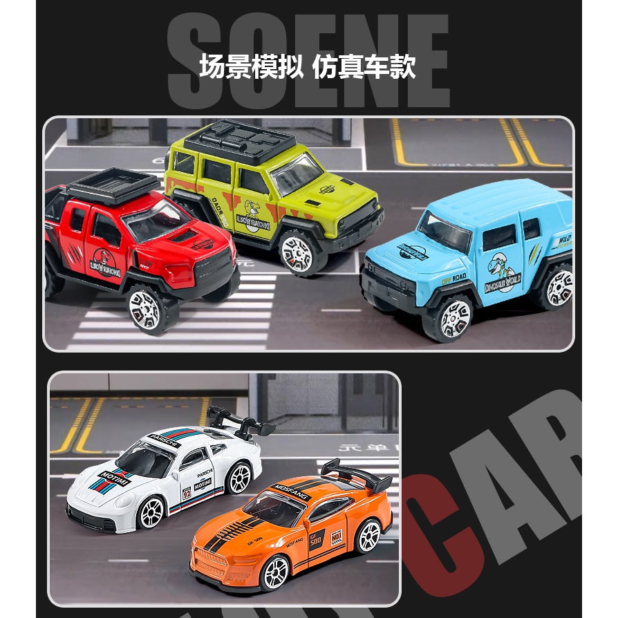 6pc Toys Cars with Traffic Lights Road Safety Signs