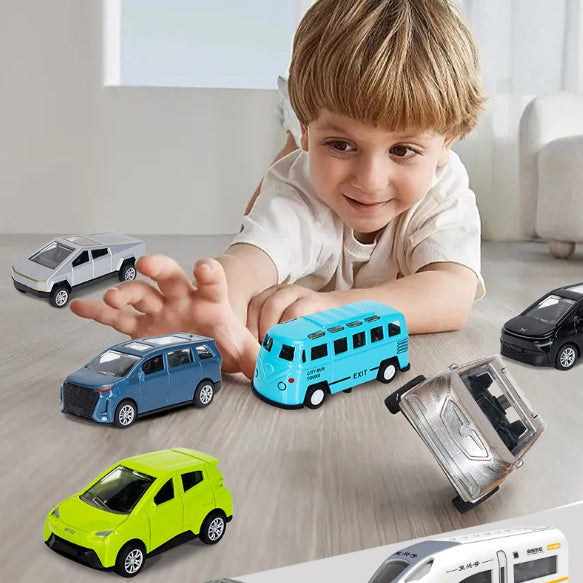 6pc Toys Cars with Traffic Lights Road Safety Signs