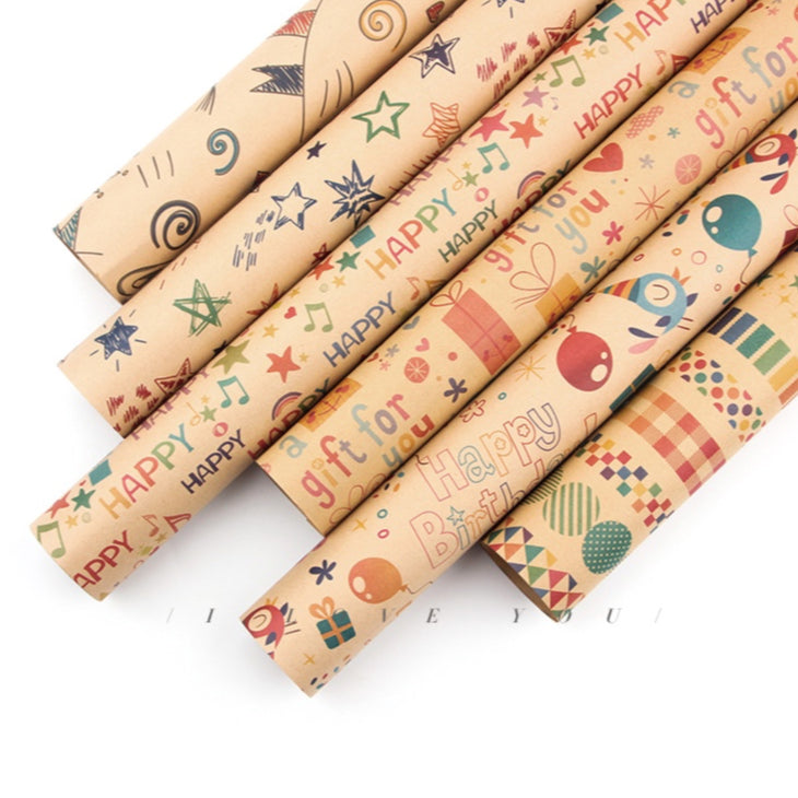 High Quality Kraft Gifts Wrapper Children Birthday Kids Christmas Gift Wrapping Paper