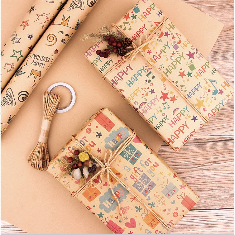 High Quality Kraft Gifts Wrapper Children Birthday Kids Christmas Gift Wrapping Paper