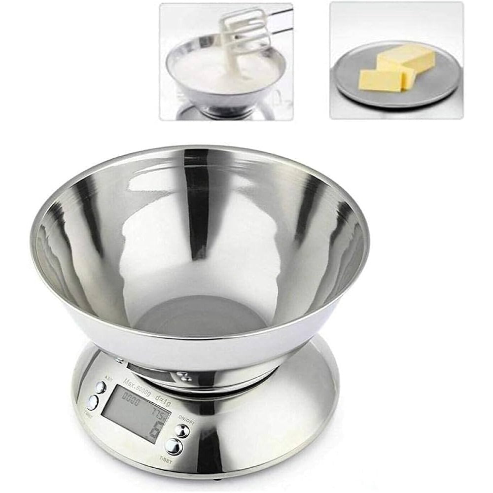 5kg Kitchen Food Scale Stainless Steel Bowl