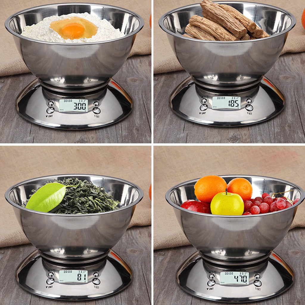 5kg Kitchen Food Scale Stainless Steel Bowl