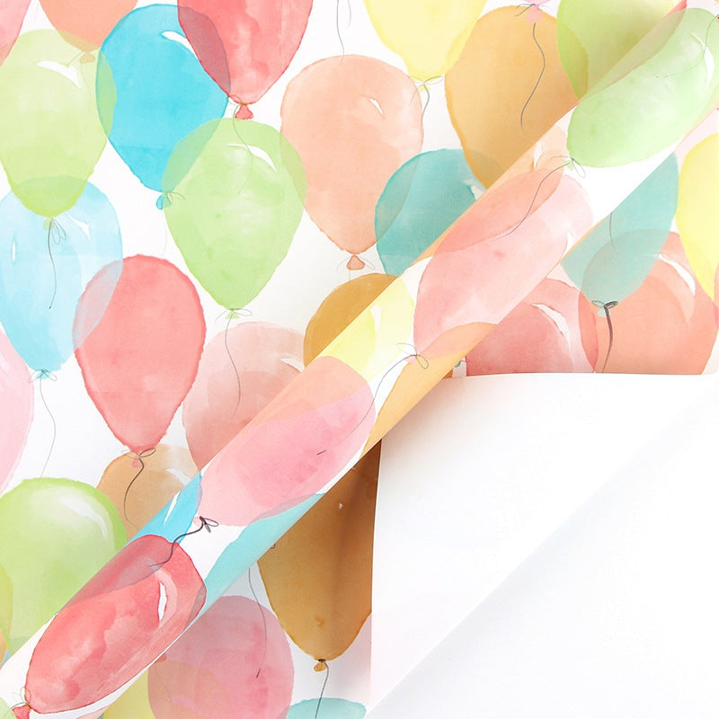Rainbow Stripe Pastel Balloon Gift Wrapping Paper