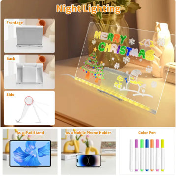 LED Erasable Acrylic Light Up Board with Whiteboard Markers