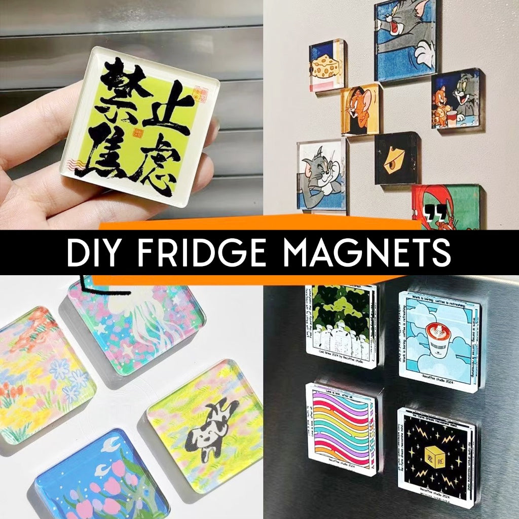 DIY Custom Fridge Magnet Acrylic Square Blank Craft Set