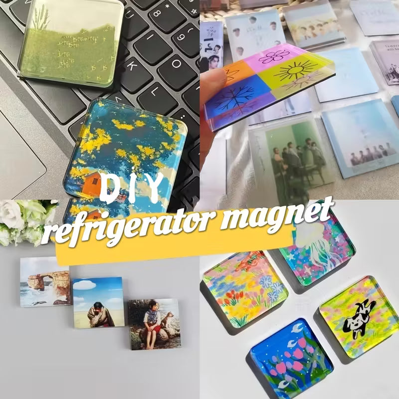DIY Custom Fridge Magnet Acrylic Square Blank Craft Set