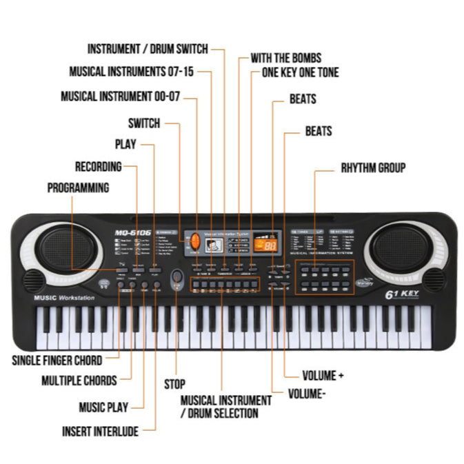 Electronic Keyboard Piano 61 Keys with Microphone