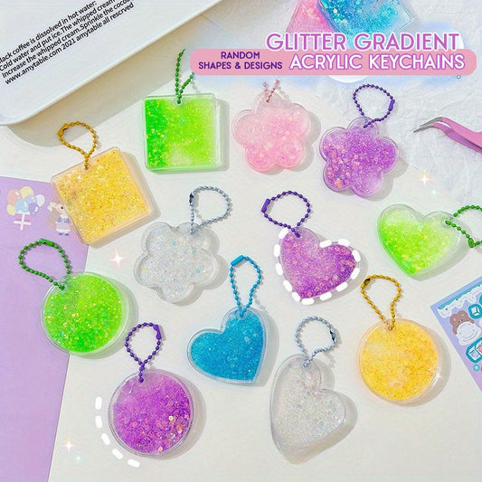DIY Random Glitter Gradient Guka Acrylic Blank Keychain