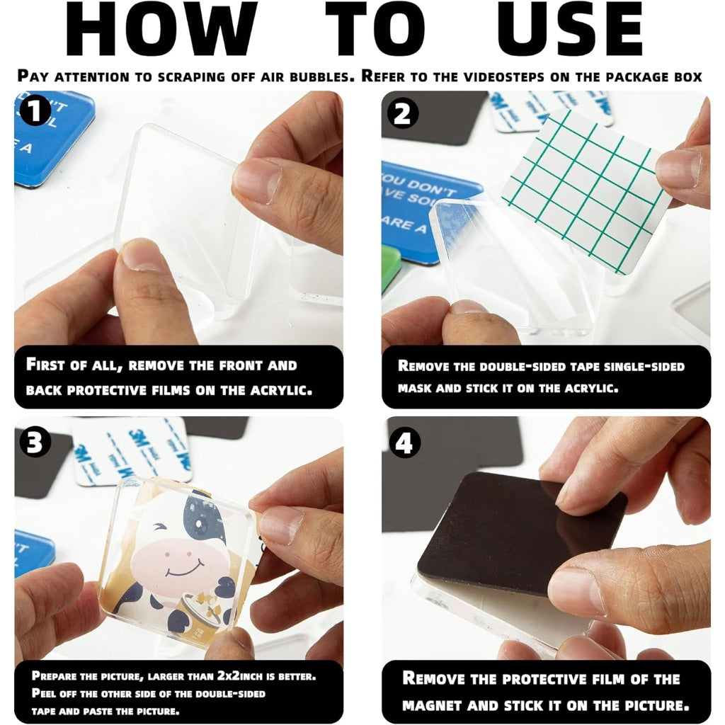 DIY Custom Fridge Magnet Acrylic Square Blank Craft Set