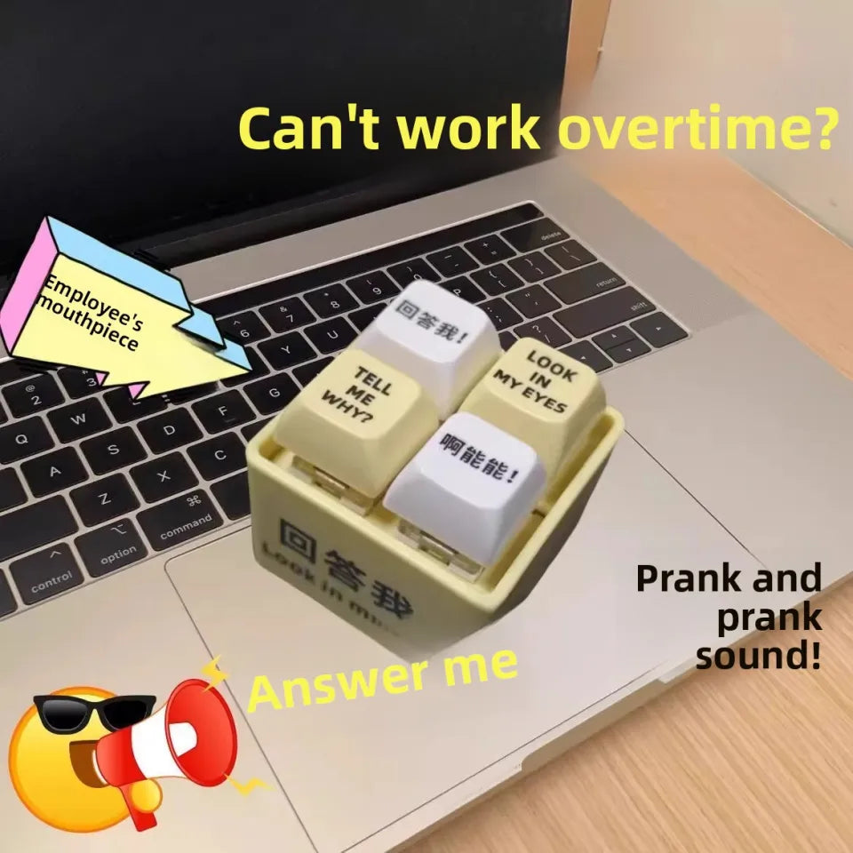 Answer Me Keyboard Clicker Funny Voice Keychain Fidget Meme Toy