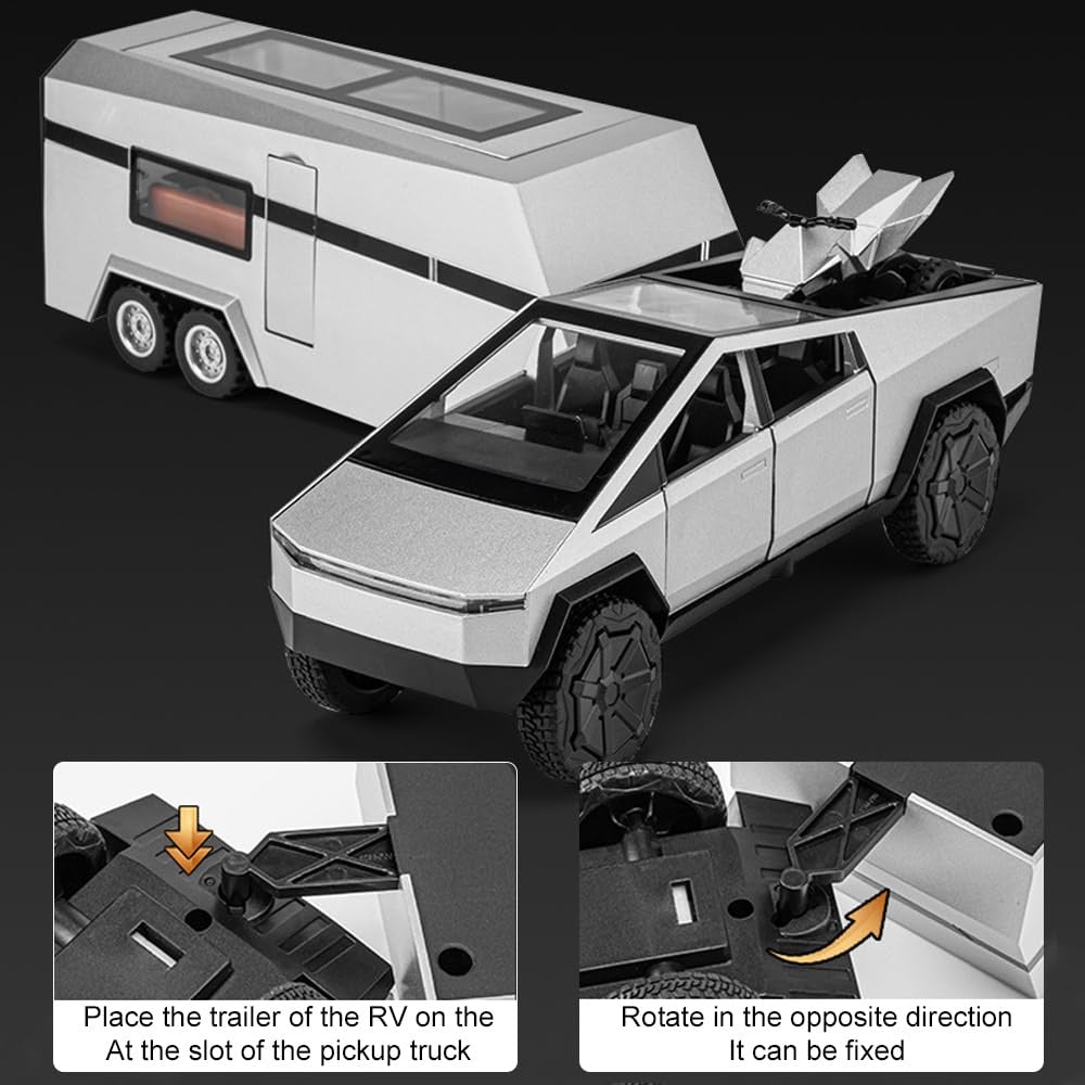Tesla Cybertruck Pickup Trailer 1:32 Off-Road Truck Toy